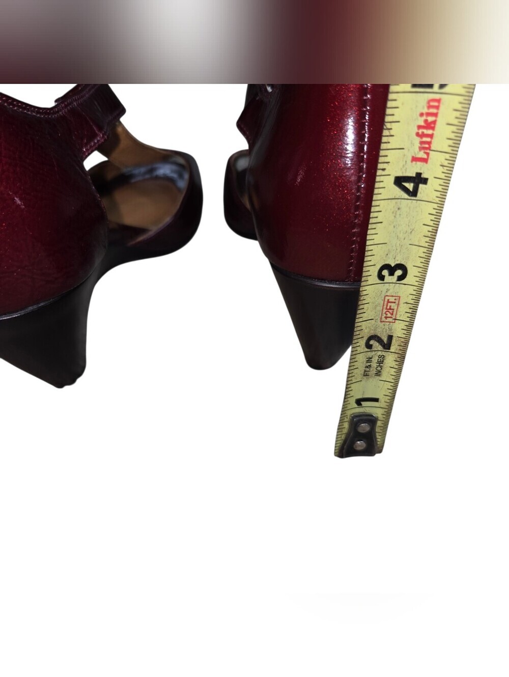 Sofft Burgundy T-Strap Peep-Toe Heels - Picture 8 of 10